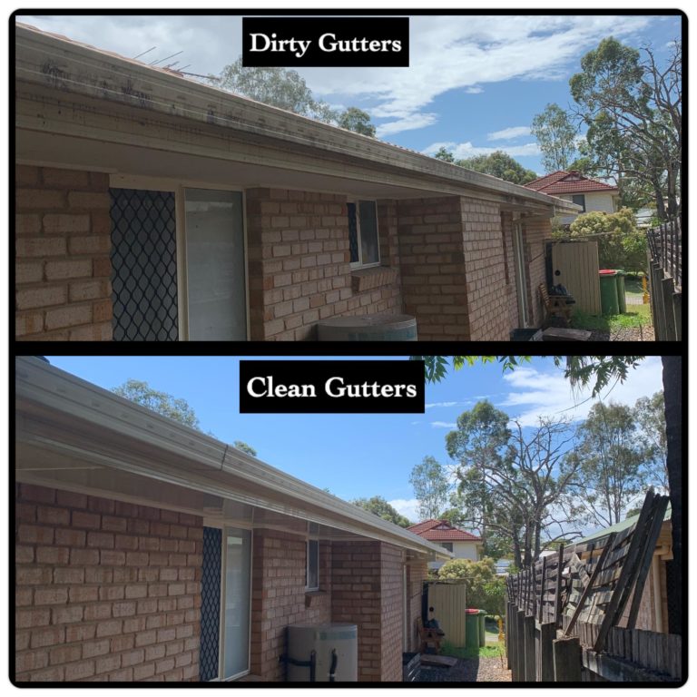 Cleaned Brisbane gutters house washing before and after