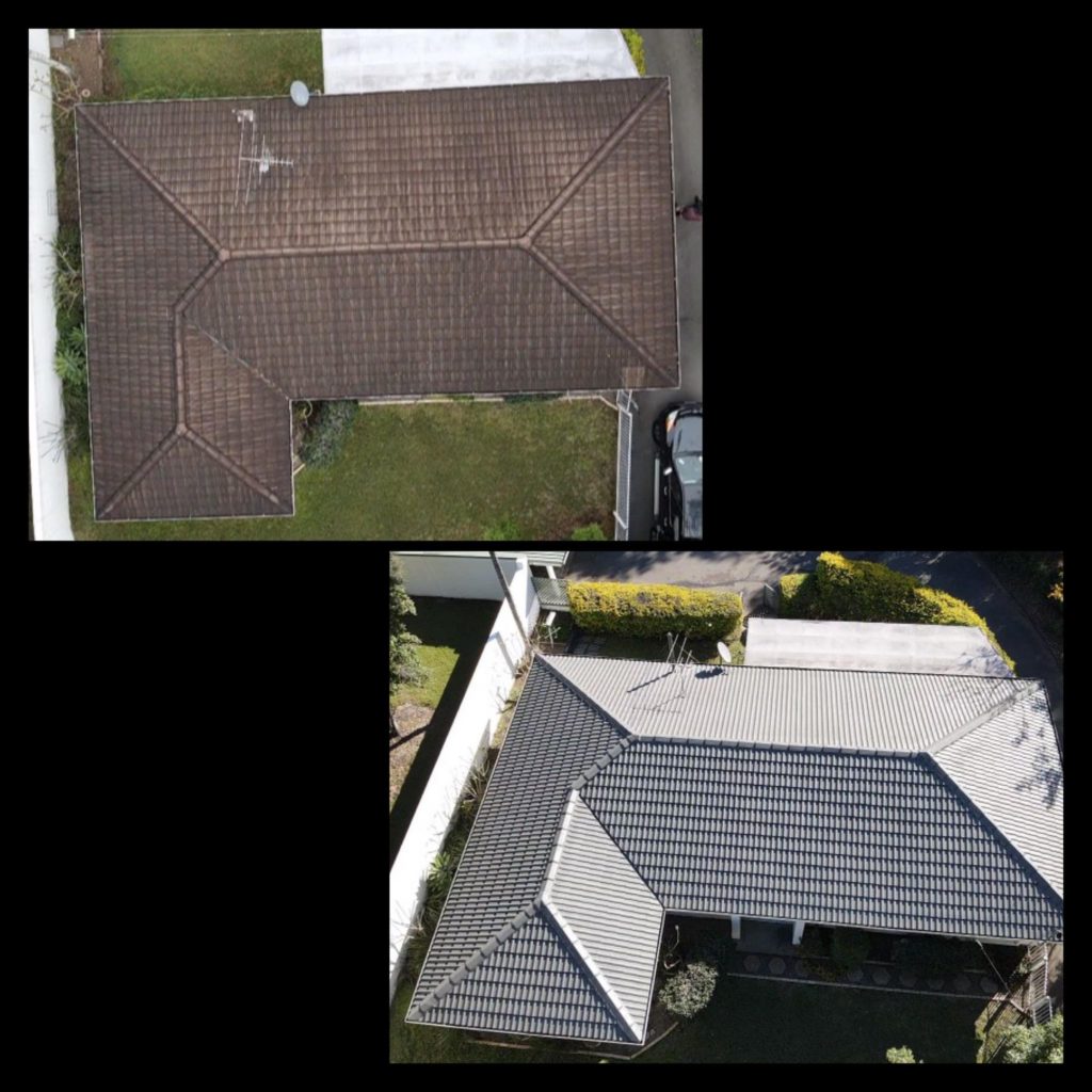 Clean and painted tile roof restoration Brisbane