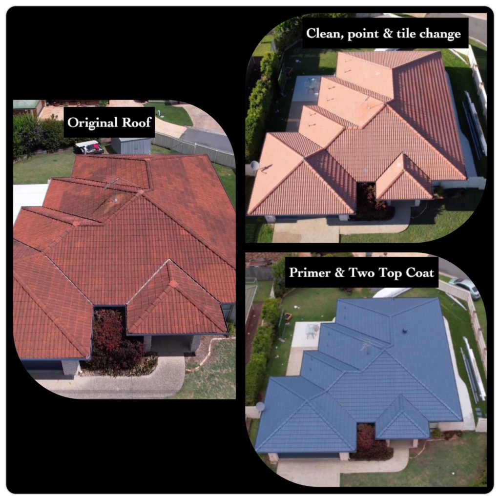 Roof pressure cleaning and painting roof restoration Brisbane